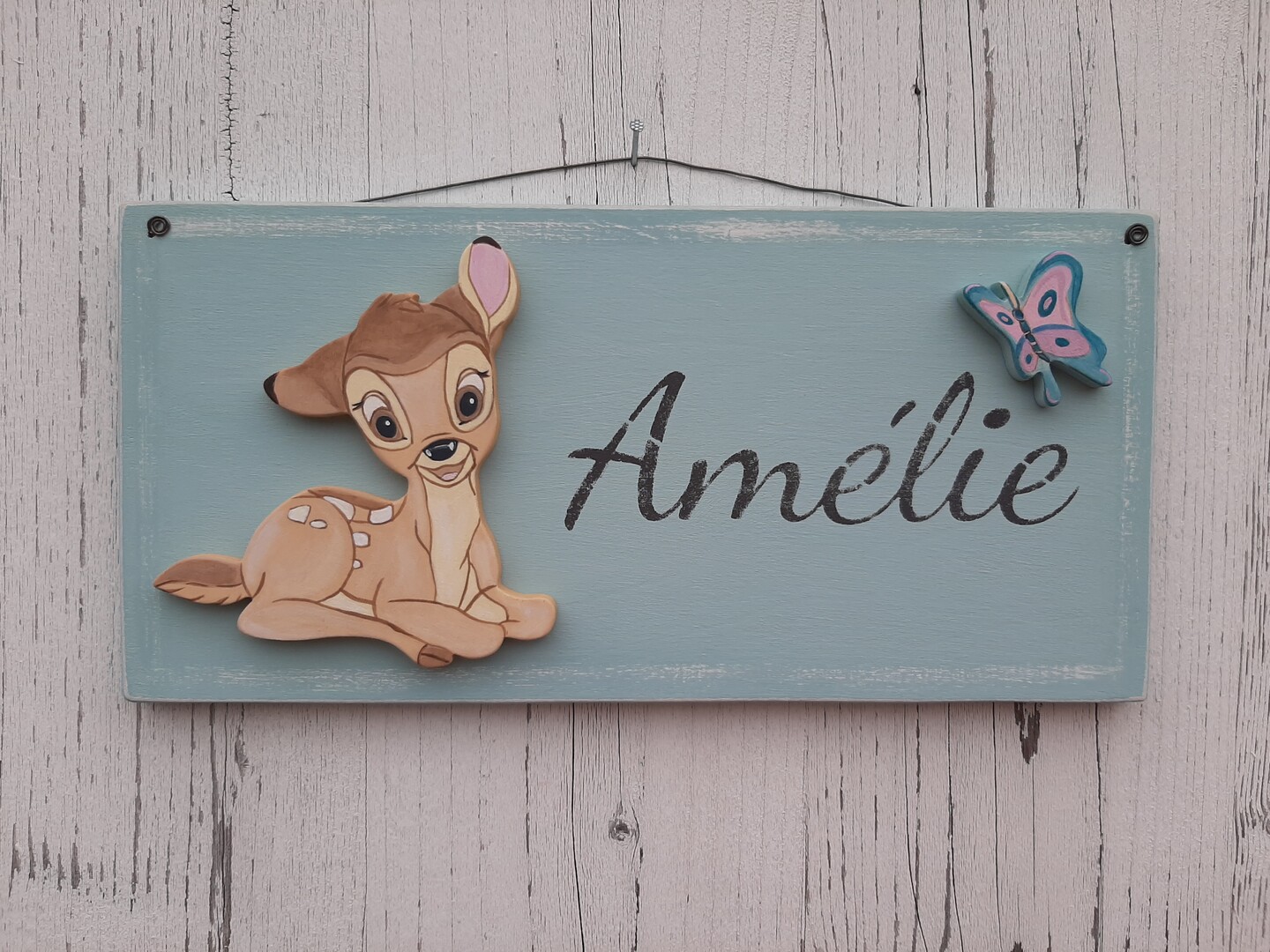 Kinderzimmer Türschild mit handbemalter Figur