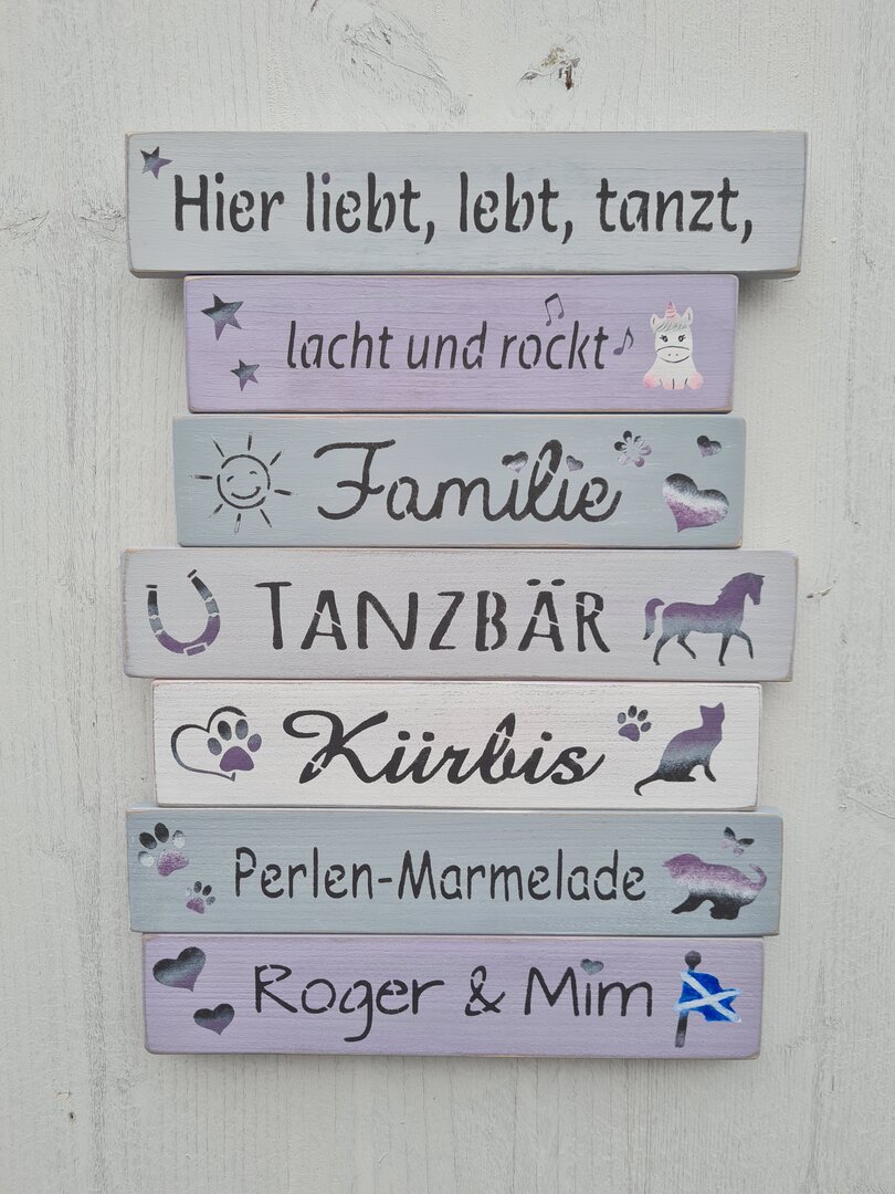 Familien Holzlattenschild