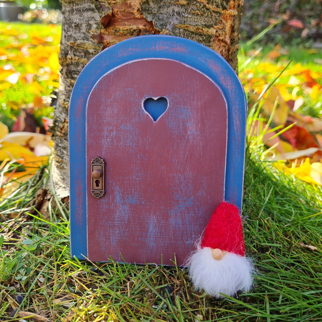 Wichteltüre dunkelrot/blau 