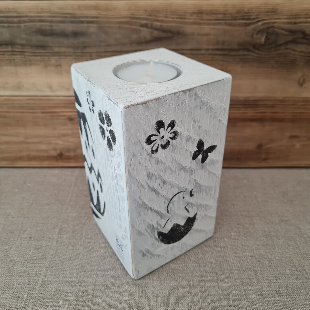 Teelicht Holzwürfel "Frohe Ostern 2" 
