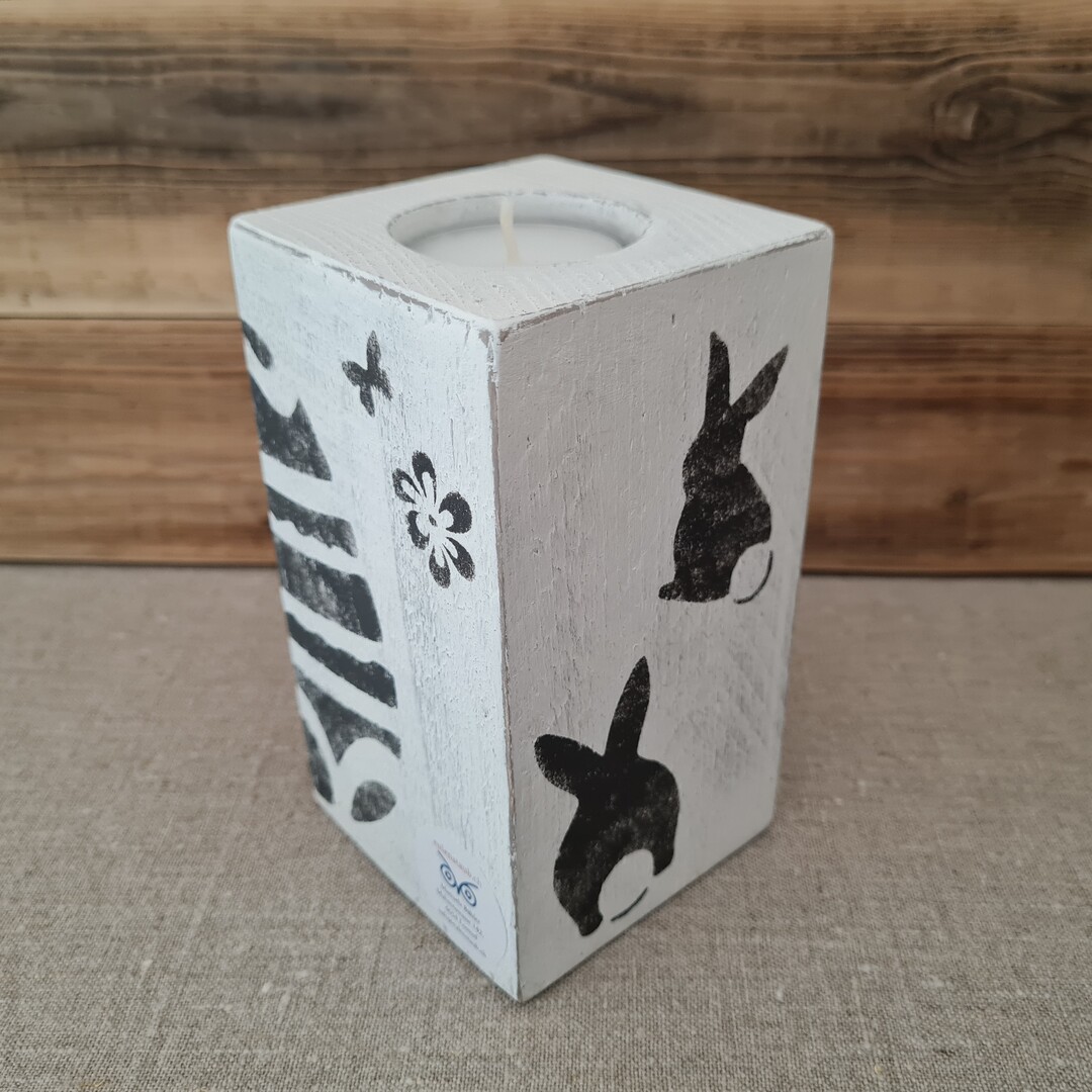 Teelicht Holzwürfel "Frohe Ostern 3" 