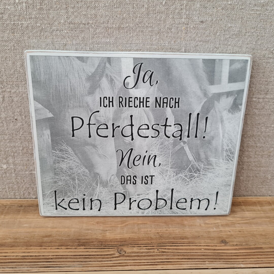 Holzschild "Ja, ich rieche nach Pferdestall"