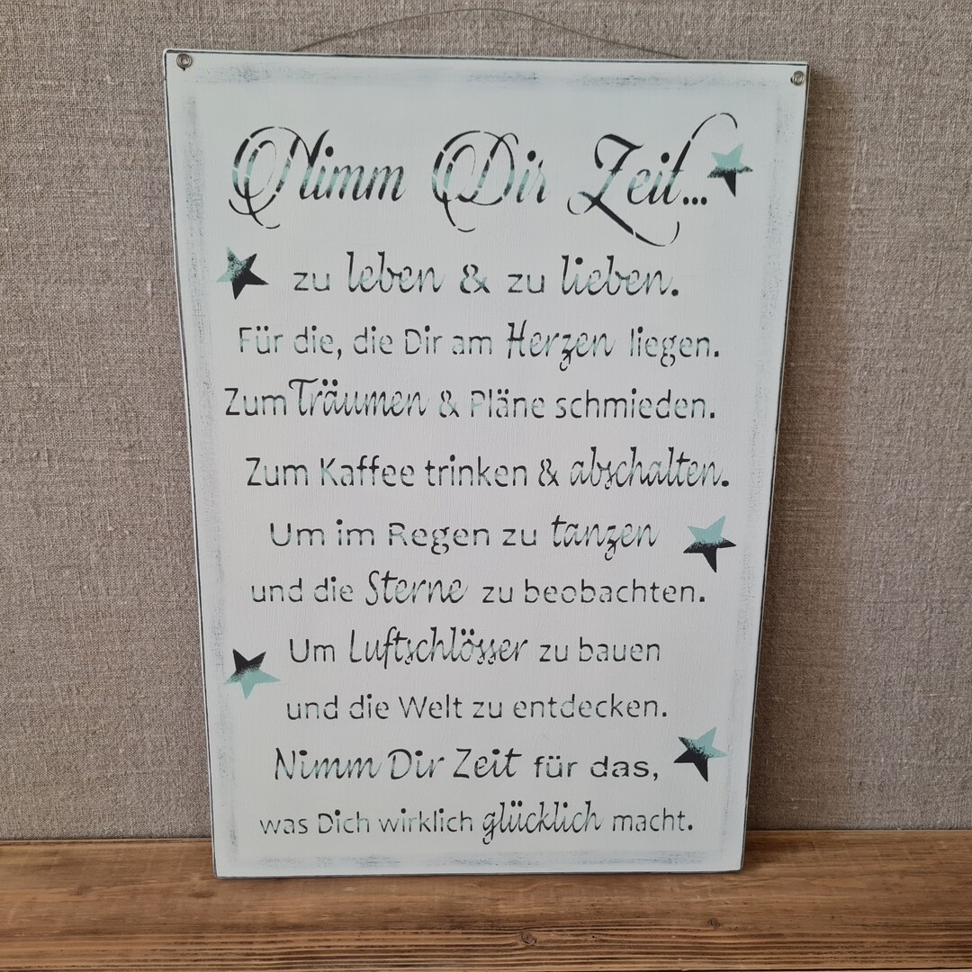 Holzschild "Nimm Dir Zeit zu leben"