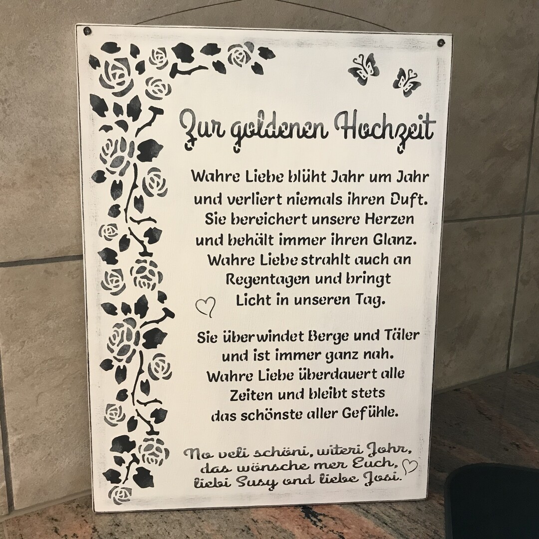 Holzschild "Zur goldenen Hochzeit"