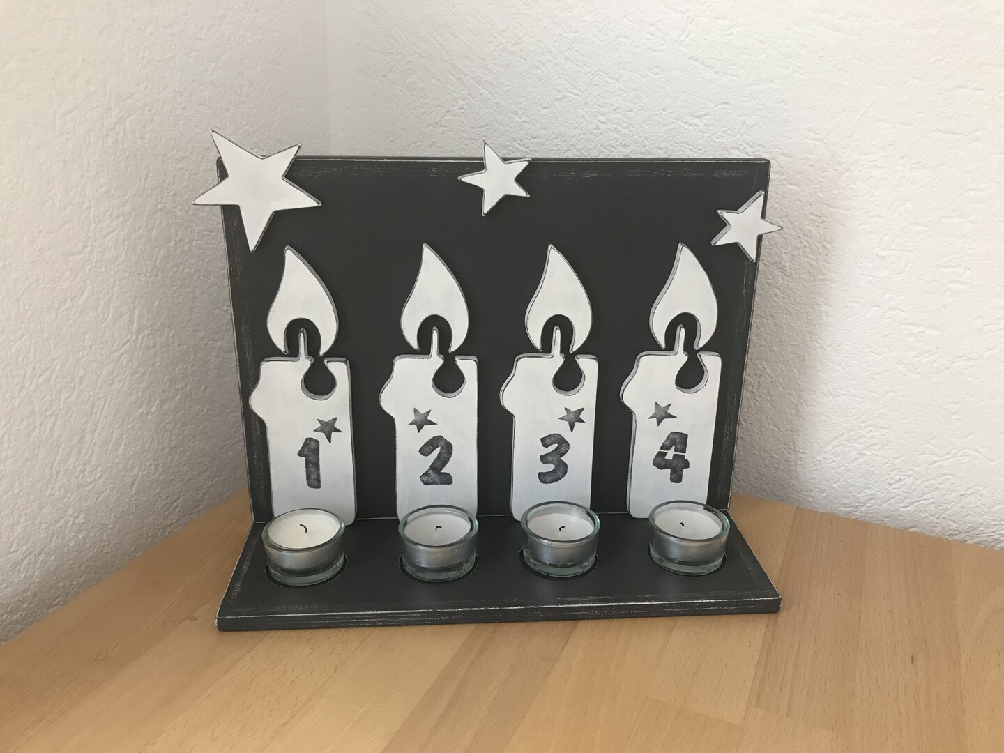 Adventslicht klein mit vier Teelichtern