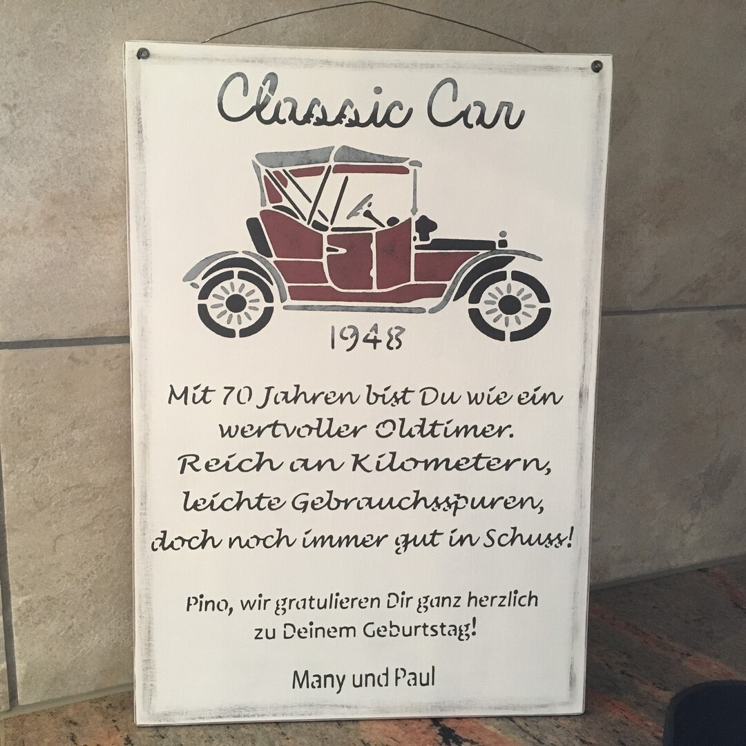 Holzschild "Classic Car"